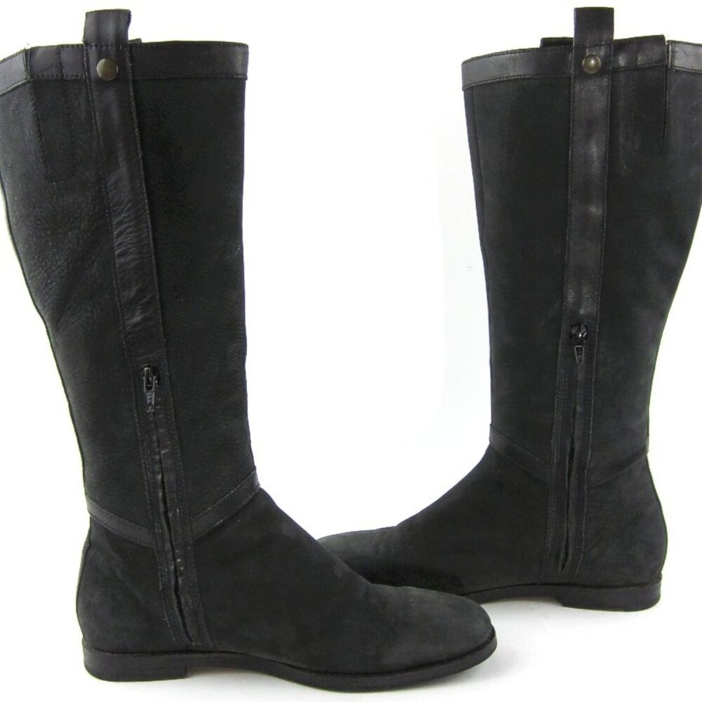 Cole Haan Air Liberty Flat Riding Boot Dark Green Vintage Leather Size 5.5